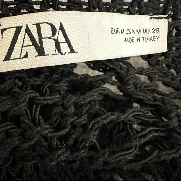 ZARA Black Open Knit Sweater Size Medium - Picture 7 of 7